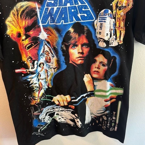Vintage 80s Dbruze Unisex A Galaxy Of Star Wars Treasures Black T-Shirt Size S - Picture 2 of 5